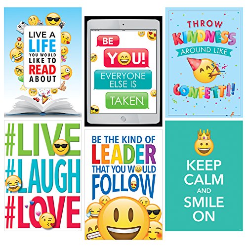 CTP Wall Poster Emoji Fun Inspire U Posters, Inspirational Posters, Six Poster Pack (Creative Teaching Press 8093-CK)