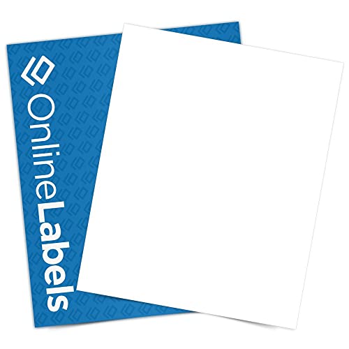 Sticker Paper, White, 8.5 x 11 Full Sheet Label, Inkjet or Laser Printer, Online Labels