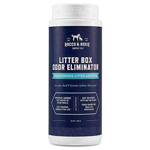Rocco & Roxie Litter Box Odor Eliminator â€“ Best Natural Urine Deodorizer for Cat Litter Boxes â€“ You Wonâ€™t Need to Change The Cat Litter as Often â€“ Fresh Scent â€“ Safe for Kitty (12 oz Bottle)