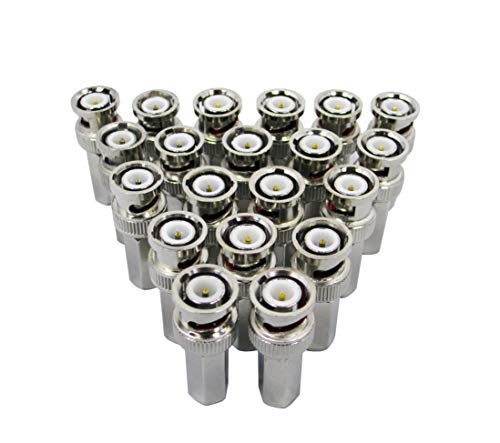 BNC Connector Male Twist-on RG-59 Coaxial Cable Connector for Security Camera/Pack of 20