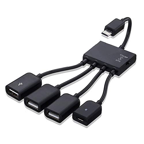 Book Cover Blacell 4 in 1 Micro USB HUB Adaptor with Power Powered,Charging Charge OTG Host Cable Cord Adapter Connector for Android Smart Phone Tablet Samsung Galaxy S3 S4 S5 Note 2 3 4 Edge HTC One M7 M8