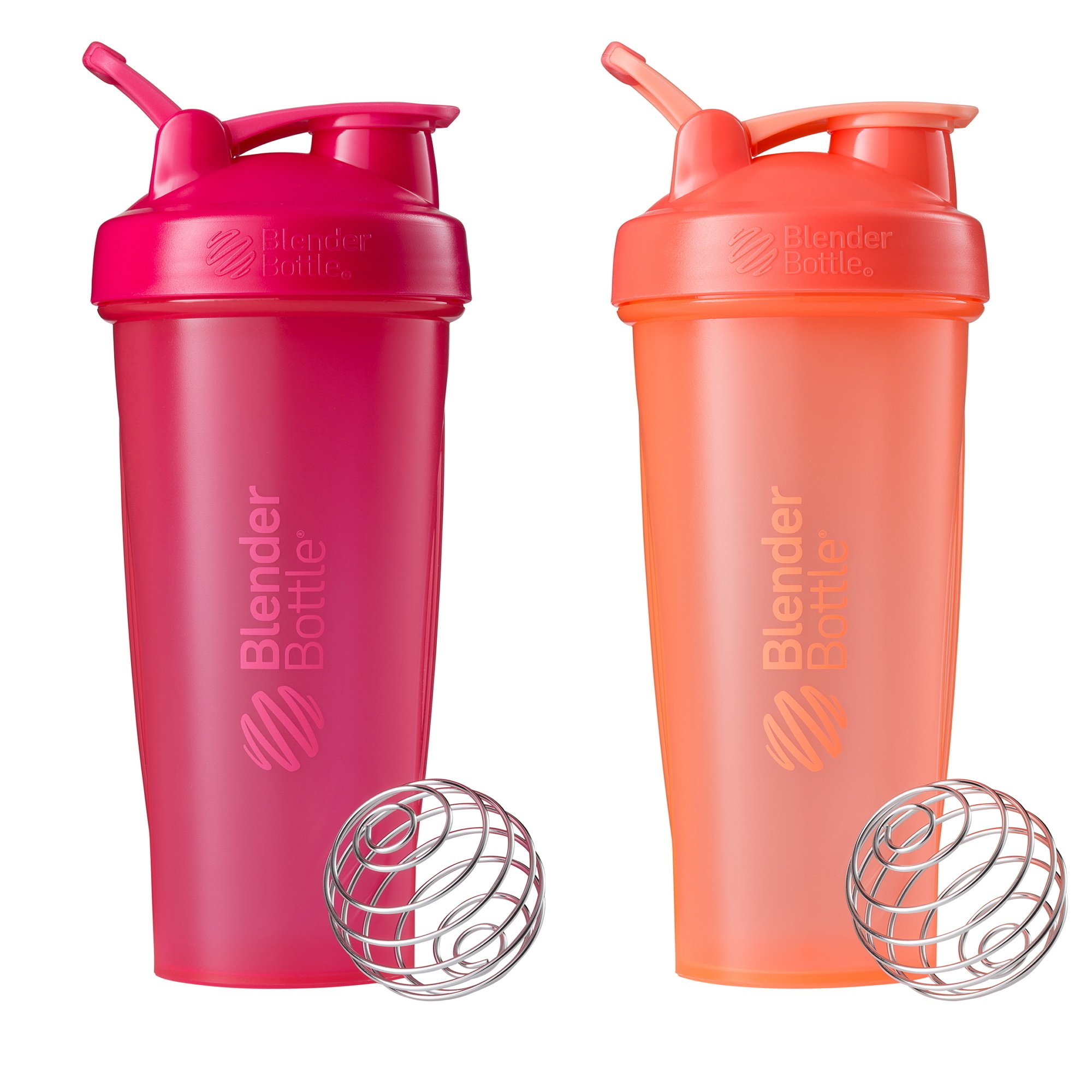 Book Cover BlenderBottle Classic Shaker Bottle Perfect for Protein Shakes and Pre Workout, All Pink and Coral , 28-Ounce (Pack of 2) 28oz (Pack of 2) Pink and Coral