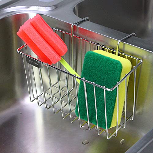 Kitchen Sponge Holder, Aiduy Sink Caddy Brush Dishwashing Liquid Drainer Rack - Stainless Steel