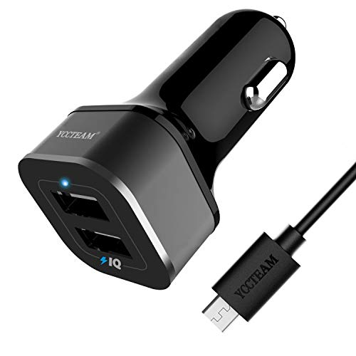 Car Charger for Nintendo Switch - YCCTEAM 5V/4.8A High Speed Play and Charge Two-Port USB Adapter with 6.6ft USB Type C to A Charger Cable Cord