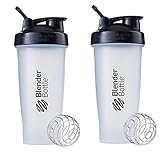 Blender Bottle Classic Loop Top Shaker Bottle, 28-Ounce 2-Pack, Clear/Black