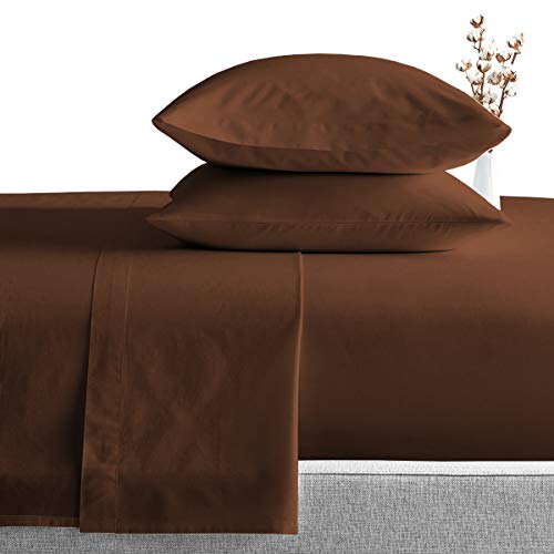 Book Cover King Size Egyptian Cotton Sheets Luxury Soft 1000 Thread Count- Sheet Set for King Mattress Chocolate Solid