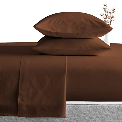 King Size Egyptian Cotton Sheets Luxury Soft 1000 Thread Count- Sheet Set for King Mattress Chocolate Solid