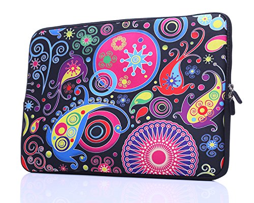 Book Cover YIDA 13.3-Inch to 14-Inch Laptop Sleeve Case Neoprene Carrying Bag with Hidden Handles for MacBook/Notebook/Ultrabook/Chromebooks (Classic Colorful)