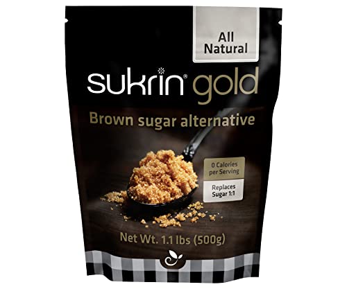 Sukrin Gold - Natural Brown 1:1 Sugar Substitute with Erythritol and Stevia, Zero Calorie Sweetener for Keto and Low Carb Diets, Gluten Free, Vegetarian, Baking, Non GMO, 1.1 lb Bag (1 Pack)