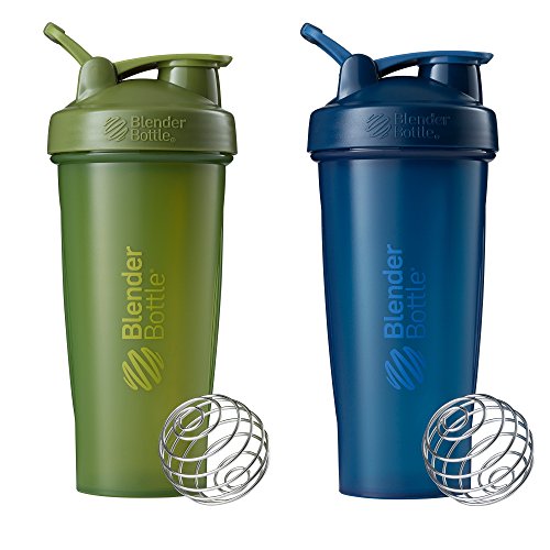Book Cover Blender Bottle Classic Loop Top Shaker Bottle, 28-Ounce 2-Pack, Moss/Moss and Navy/Navy