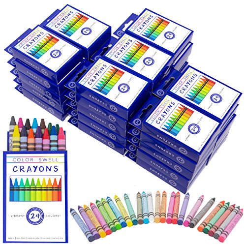 Book Cover Color Swell Crayons Bulk Packs - 36 Boxes of 24 Vibrant Colored Crayons of Teacher Quality Durable Classroom Pack for Kids Students Party Favors