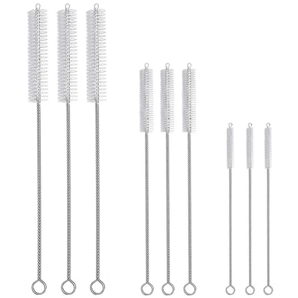 Book Cover Hiware Drinking Straw Cleaner Brush Kit - (3-Size) 9-Piece Extra Long Pipe Cleaners, Straw Cleaning Brush For Tumbler, Sippy Cup, Bottle and Tube Clear