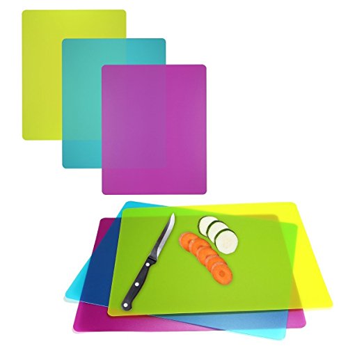 6 Pack Flexible Cutting Boards Color Coded Plastic Chopping Mats Dishwasher Safe
