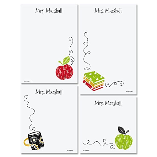 Teacher Personalized Notepad Set - Set of 4 100-Sheet Pads, Multiple Sizes, Great Gift for Any Teacher, Printed in the USA, by Current