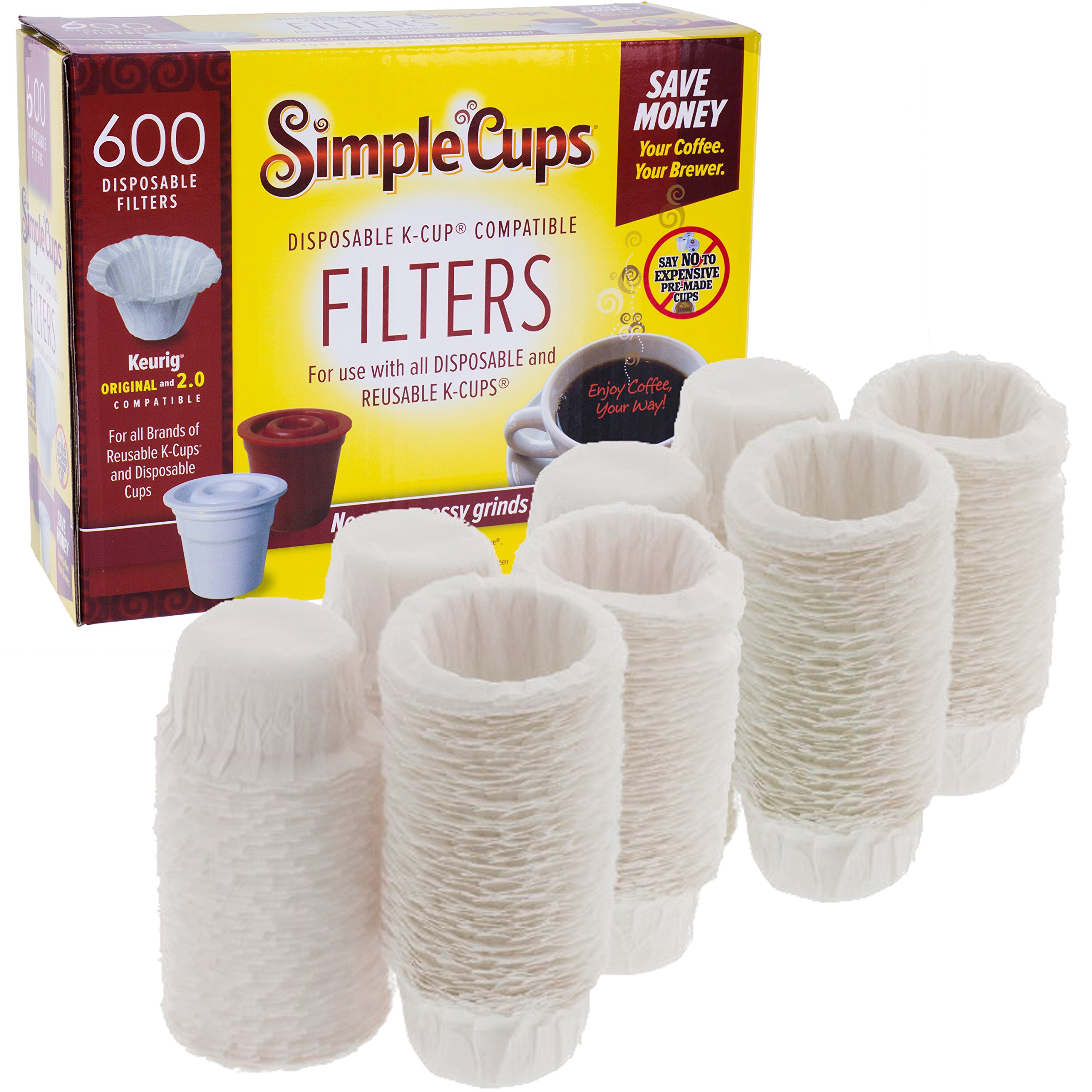 Book Cover Disposable Paper Coffee Filters 600 count - Compatible with Keurig, K-Cup machines & other Single Serve Coffee Brewer Reusable K Cups - Use Your Own Coffee & Make Your Own Pods - Works with All Brands
