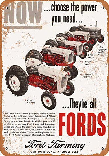 Wall-Color 9 x 12 Metal Sign - 1955 Ford Farming Tractors - Vintage Look