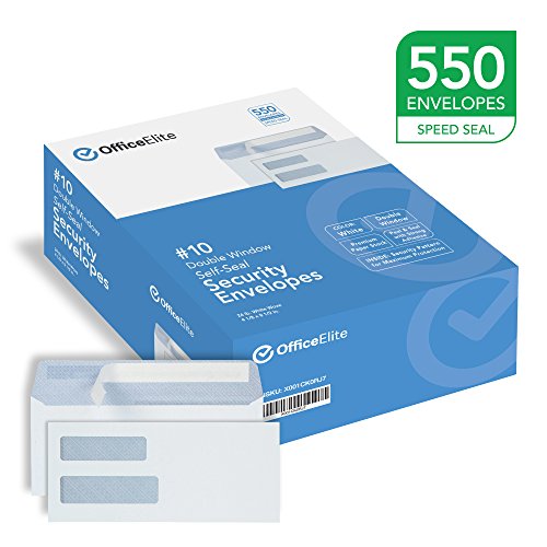 Book Cover #10 Double Window Envelopes - 550 Per Box - SELF Seal - Security Envelopes - Designed for Business Statements, QuickBooks Invoices, and Legal Documents - Peel & Seal - 4 1/8