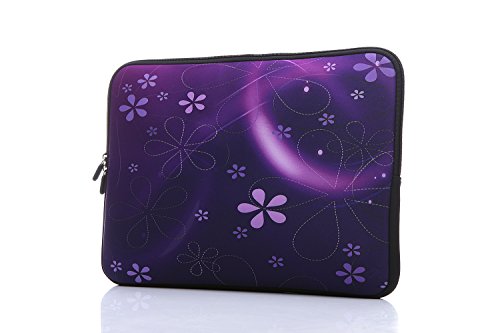 Book Cover 13.3-Inch to 14-Inch Laptop Sleeve Case Neoprene Carrying Bag with Hidden Handles for MacBook/Notebook/Ultrabook/Chromebooks (Classic Purple)