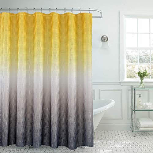Book Cover Creative Home Ideas Ombre Waffle Weave Shower Curtain, Yellow/Grey