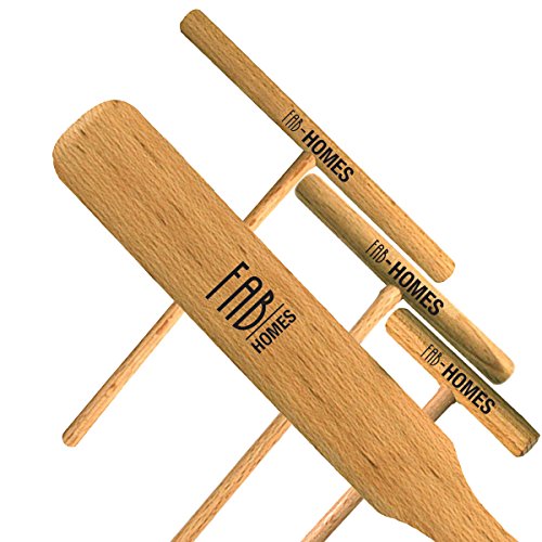 Book Cover Fab Homes | Crepe Spreader & Spatula Set | Natural Beechwood | 14-inch Spatula | 3.5-5 - 7 inch Spreaders | Elegant Finish | Crepe Maker | Home Kitchen | Breakfast Pancakes
