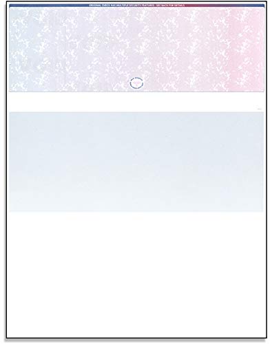 Blank Laser/Ink Jet Prismatic Red/Blue Laser Check Stock - Check On The Top, for Versacheck, Quick-Books, and Other Check Writing Software (500 per Pack)