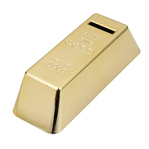 Whitelotous Gold Bullion Bar Piggy Bank Gold Bullion Brick Miniature Coin Bank Saving Money Box