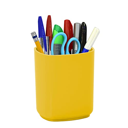 Acrimet Jumbo Pencil Holder Pen Cup Caddy Desktop Organizer (Plastic) (Solid Yellow Color)