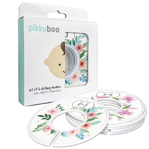 Baby Closet Size Dividers, First Bouquet, Girl, Set of 6 Closet Organizers for 0-24 Months Flowers