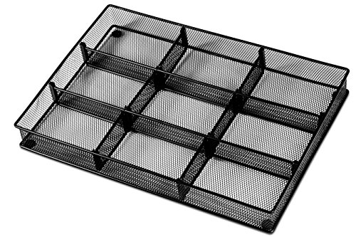 Custom Drawer Organizer Tray â€“ 20 Adjustable Metal Mesh Dividers to Create Custom Storage Sections. Easily Organize Office Desk Supplies and Accessories. Perfect Home or Office Drawer Tray. (Black)