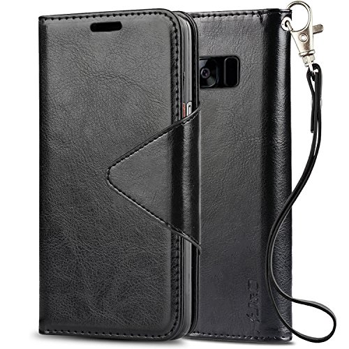J&D Case Compatible for Galaxy S8 Case, Wallet Stand Slim Fit Modern Series Heavy Duty Protective Shockproof Flip Cover Wallet Case for Samsung Galaxy S8, Black