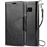 J&D Case Compatible for Galaxy S8 Case, [Wallet Stand] [Slim Fit] [Modern Series] Heavy Duty Protective Shockproof Flip Cover Wallet Case for Samsung Galaxy S8 Case - Black