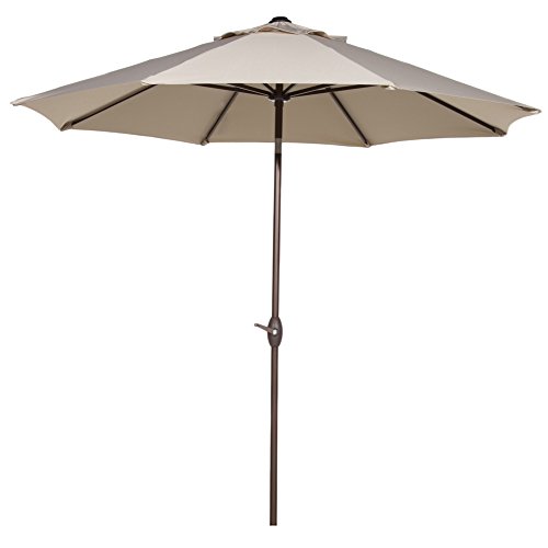 Abba Patio Sunbrella Patio 9 Feet Outdoor Market Table Umbrella with Auto Tilt and Crank, Canvas Antique Beige