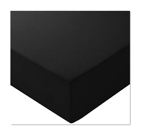 AmazonBasics Drap-housse en microfibre Noir 180 x 200 x 30 cm