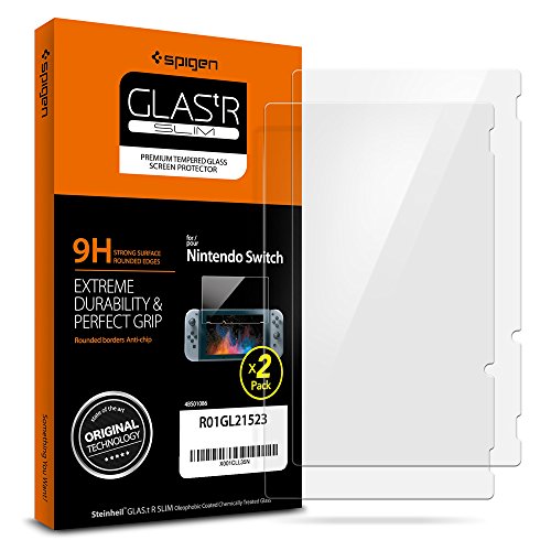 Book Cover Spigen Tempered Glass Nintendo Switch Screen Protector [ 9H Hardness ] designed for Nintendo Switch (2 Pack)