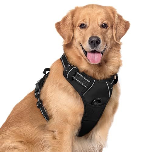 Rabbitgoo Front Range Dog Harness No-Pull Pet Harness Adjustable Outdoor Pet Vest 3M Reflective Oxford Material Vest for Dogs Easy Control for Small Medium Large Dogs (Black, XL)