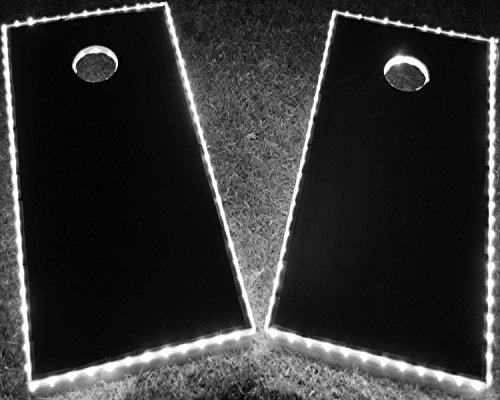 GlowCity LED Cornhole Board Lights – Ultra Bright Lights for Corn Hole and Board, Fits 2 x Boards – Waterproof and Durable Cable Ideal for Family Outdoor Games or Backyard Glow in the Dark Fun (White)