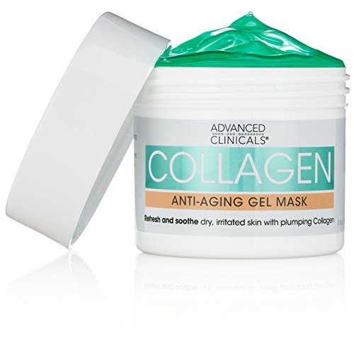 Book Cover Advanced Clinicals Collagen Anti-Aging Gel Mask with Coconut Oil and Rosewater. Plumping mask for wrinkles, fine lines. Supersize 5oz (5oz)