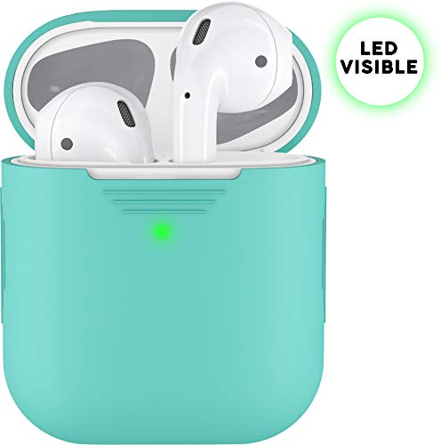PodSkinz AirPods 2 & 1 Case [Front LED Visible] Protective Silicone Cover and Skin Compatible with Apple AirPods (Diamond Blue)