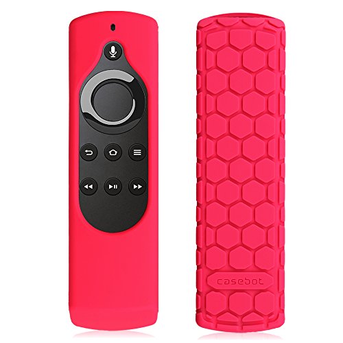 Book Cover Fintie Silicone Case for 2nd Gen Fire TV Stick with 1st Gen Alexa Voice Remote, Compatible with Echo/Echo Dot Alexa Voice Remote - Honey Comb Series [Anti Slip] Shockproof Cover, Magenta