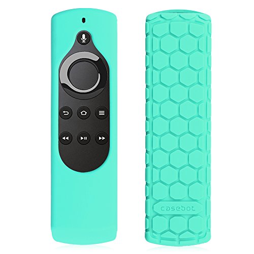 Fintie Silicone Case for 2nd Gen Fire TV Stick with 1st Gen Alexa Voice Remote, Compatible with Echo/Echo Dot Alexa Voice Remote - Honey Comb Series [Anti Slip] Shockproof Cover, Turquoise