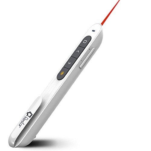 Présentateur Laser sans fil, Restar 2.4GHz Présentateur de Télécommande sans fil Pointeur cliquer Présenter Laser Flip Crayon Avec Clip [GRARANTIE DE VIE PERMANENTE] - White