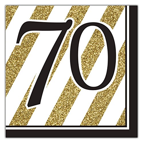 Book Cover Black & Gold 70th Lunch Napkins - 32 Count (Value-Pack)