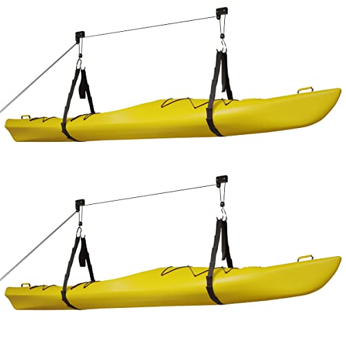 RAD Sportz Unisex's 83-DT5003 1004 Kayak Lift Garage Storage Canoe Hoists 125 lb Capacity-Two 2 Pack, Black, Default