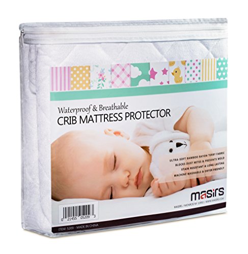 Book Cover Crib Mattress Protector Cover - Comfortable, Breathable and Waterproof Bamboo Material. Keep The Crib Mattress Clean and Protected and Give Your Baby a Cozy Restful Sleep. Machine and Dryer Friendly.