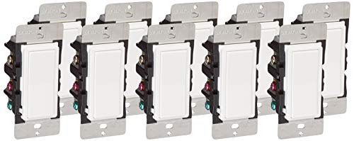 Leviton DZ15S-1BZ Decora Smart Switch with Z-Wave Technology, 10-Pack, White/Light Almond, Works with Alexa