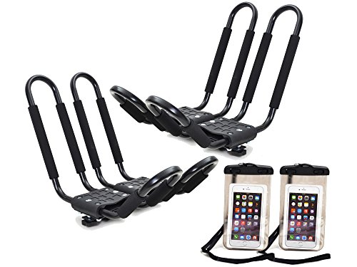 TMS 2 x Roof J Rack Kayak Boat Canoe Car SUV Top Mount Carrier w/Free Cell Phone Bag