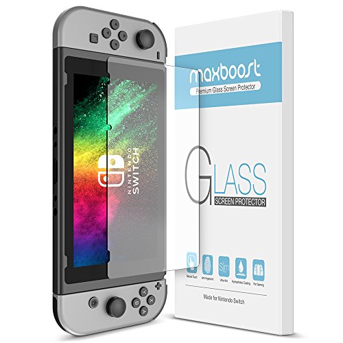 Book Cover Maxboost Nintendo Switch Screen Protector Tempered Glass, [2 Pack] Works While Docking Nintendo Switch 2017 HD Ultra-Thin Enhanced Glass Screen Protector for Nintendo Switch Gaming Console