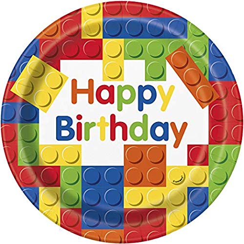 Book Cover Colorful Building Blocks Birthday Party Plates and Napkins (Serves 16)