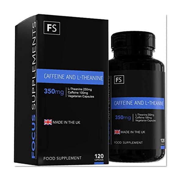Focus - Caféine (100mg) / L-Théanine (250mg) Mélangées dans des Capsules SUPPLÉMENT NOOTROPIQUE, 120 Capsules Végétariennes