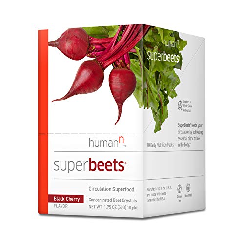 humanN SuperBeets Circulation Superfood Concentrated Beet Powder Nitric Oxide Boosting Supplement (Black Cherry Flavor, 0.175-Ounce, 10 Packets)